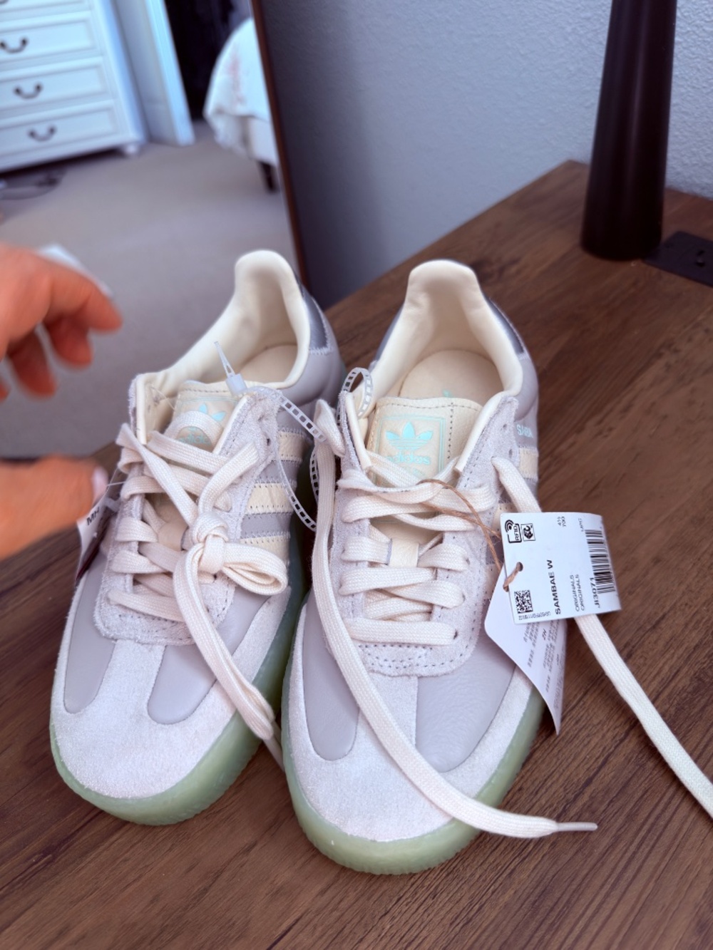 NWT Adidas Sambae W Platform Sneakers Gray Green Silver Women’s US 6 / eu37/23cm - Picture 7 of 8